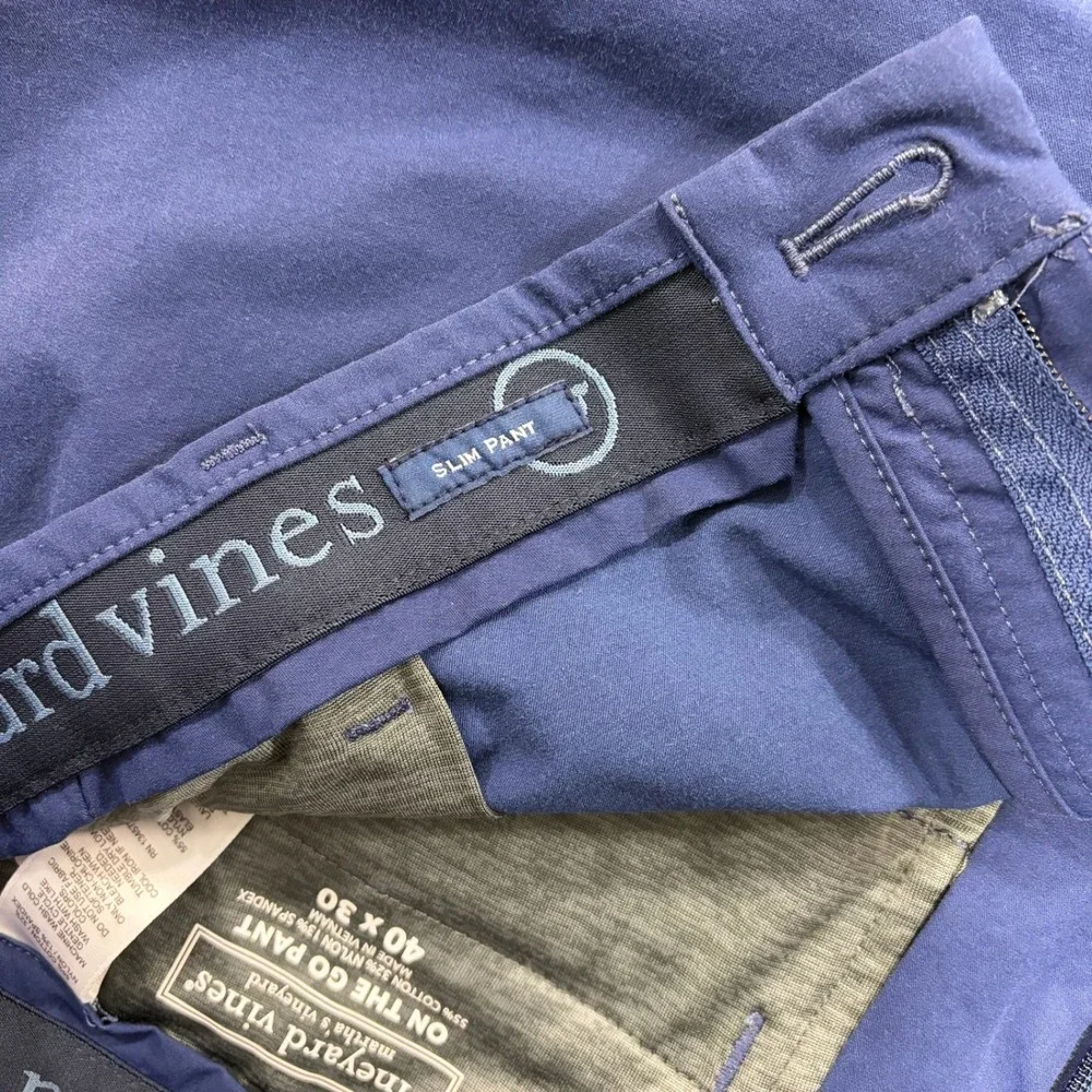Vineyard Vines On-The-Go Pant Mens 40x27 Navy Blue Slim Fit Stretch Performance
